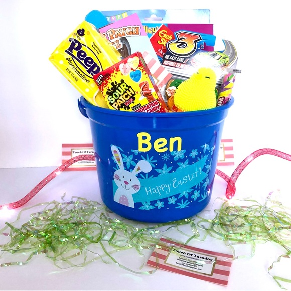 Personalized Blue or Pink Easter Gift Basket